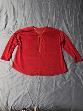 Soft Surroundings - The Valentina Zip Sweater- Red With Gold - 1X